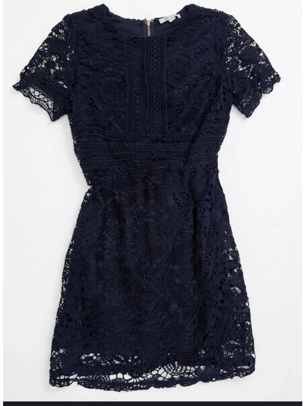 avy Blue Crochet Lace Short Sleeve Mini Dress small
